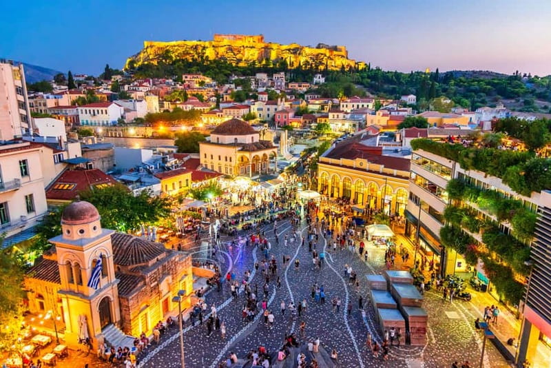 Athens: Big Bus Live-Guided Night Tour by Open-Top Bus - Karaiskaki Street, Monastiraki, and the Ancient Agora