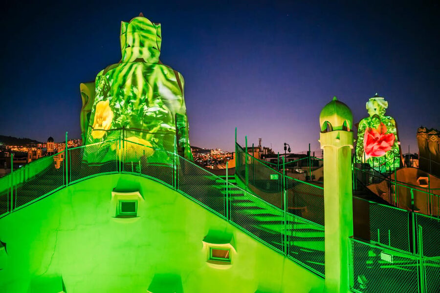 Barcelona: La Pedrera Night Experience - The rooftop video mapping finale