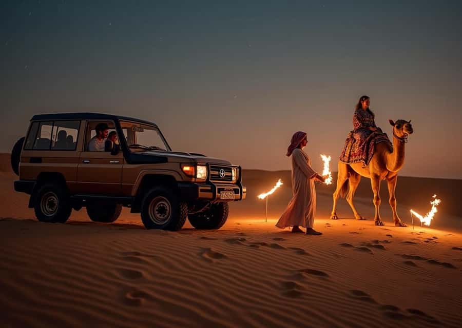 Doha: Nighttime Desert Safari with Dune Bashing & Camel Ride - Leaving Doha for the open desert