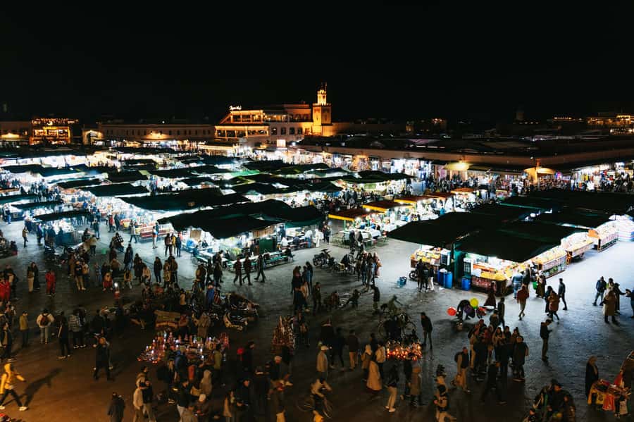 Marrakech: Medina by Night Walking Tour with Moroccan Tea - The rooftop tea above Jemaa el Fnaa
