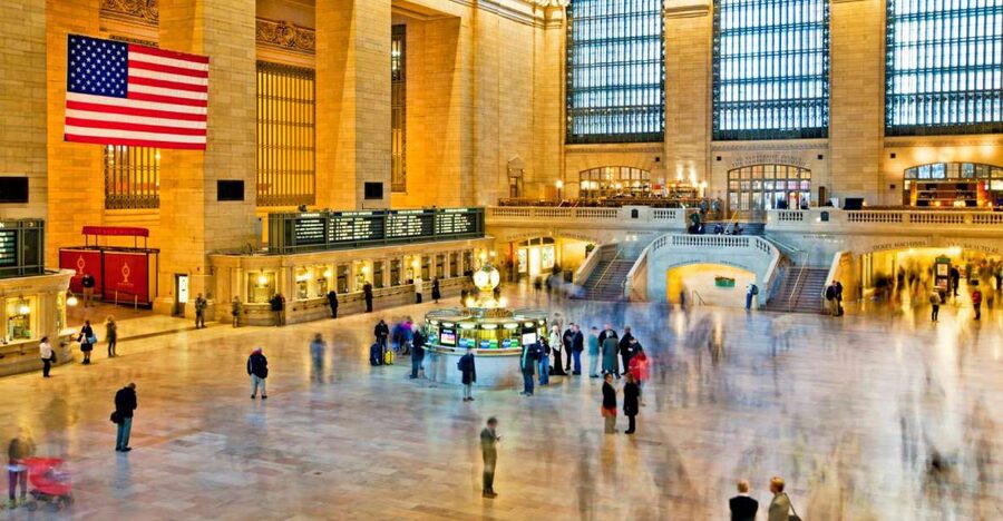 New York City: Guided Private Glass-Top Bus Tour at Night - Grand Central Terminal under the evening lights