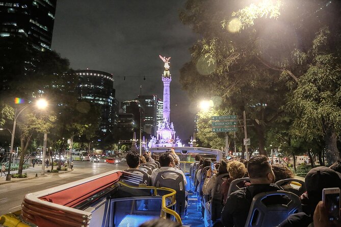 Night Tour of Mexico City Panoramic Ride on a Double-Decker Bus - The Benito Juárez monument