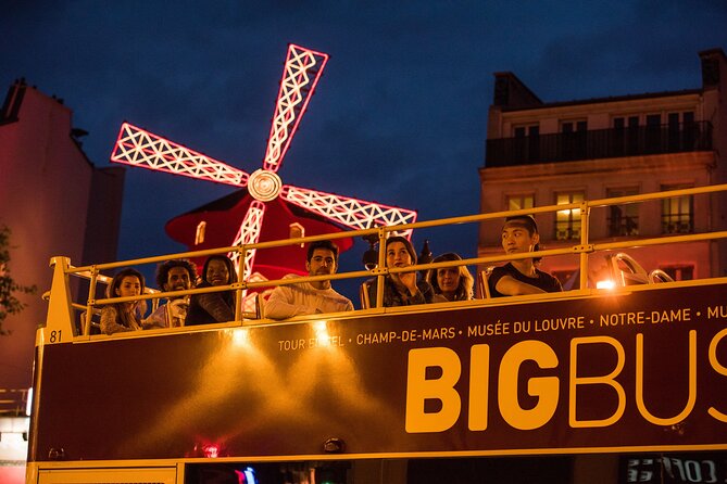 Paris Big Bus Open Top Panoramic Night Tour - The Louvre, Carrousel du Louvre, and Seine views
