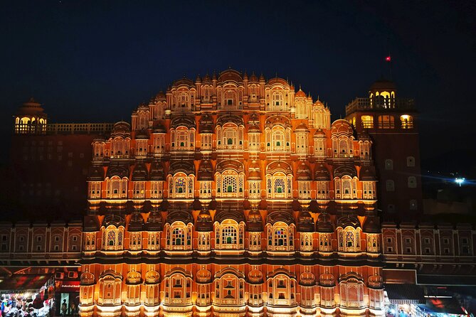 Private Jaipur Night Tour with Nahargarh Sunset Views - Hawa Mahal glows after the crowds thin